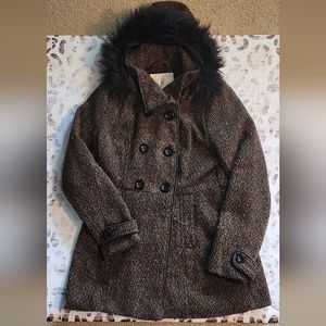 Boutique Brown Tweed Peacoat